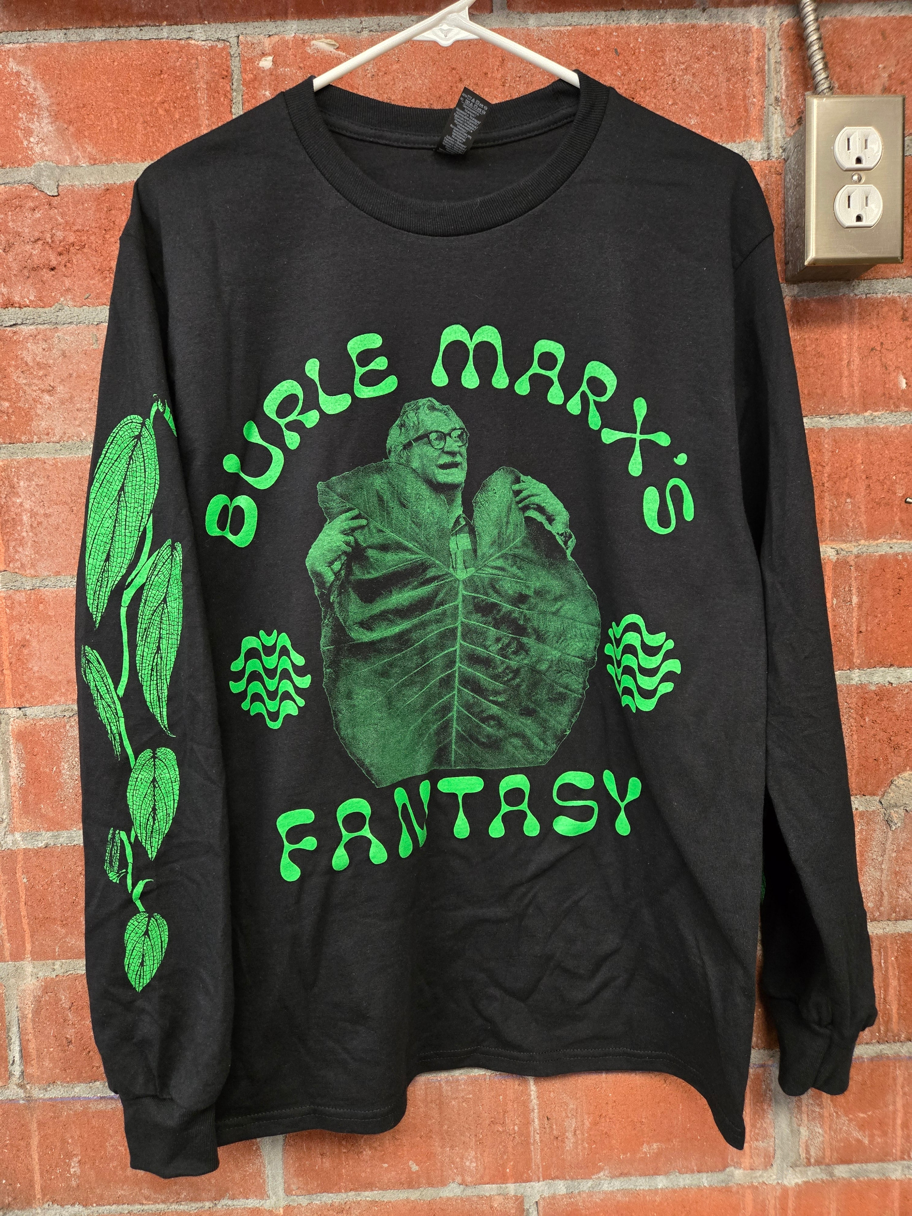 Burle Marx plant shirt neon green botanical long sleeve black